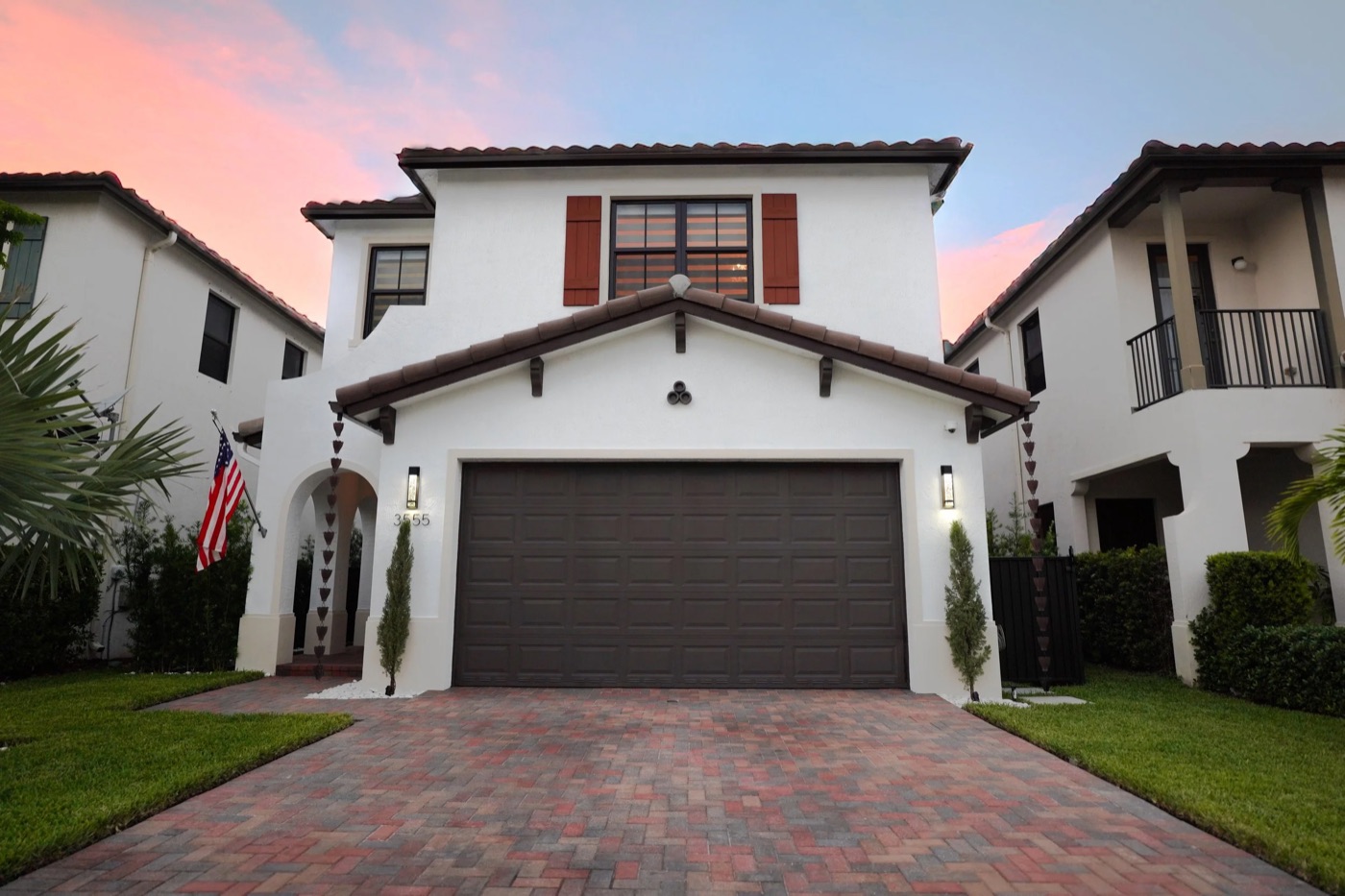 Twilight exterior photo of a South Florida home